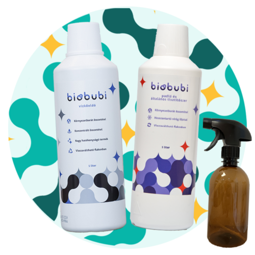 Biobubi vízkőoldó + padló és általános tisztítószer + ajándék szórófejes flakon