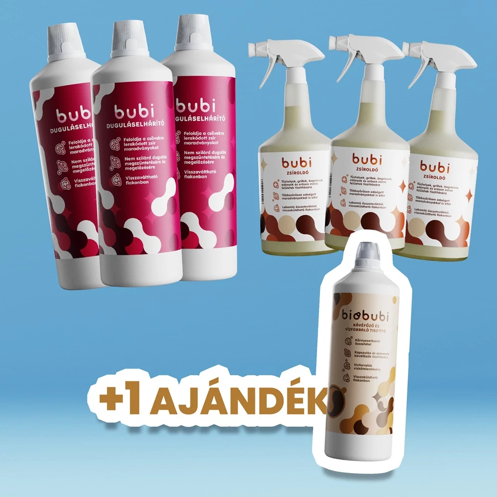 3 duguláselhárító 3 zsíroldó +1 ajándék kávéfőzőtisztító